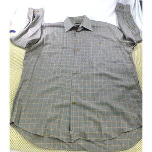 Scott Barber Mens XL Plaid Button-Down Shirt 100% Cotton Long Sleeve Classic Fit